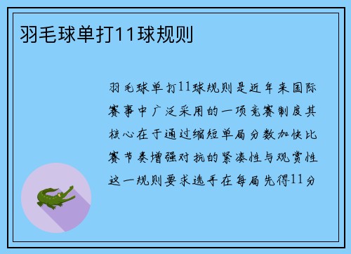 羽毛球单打11球规则